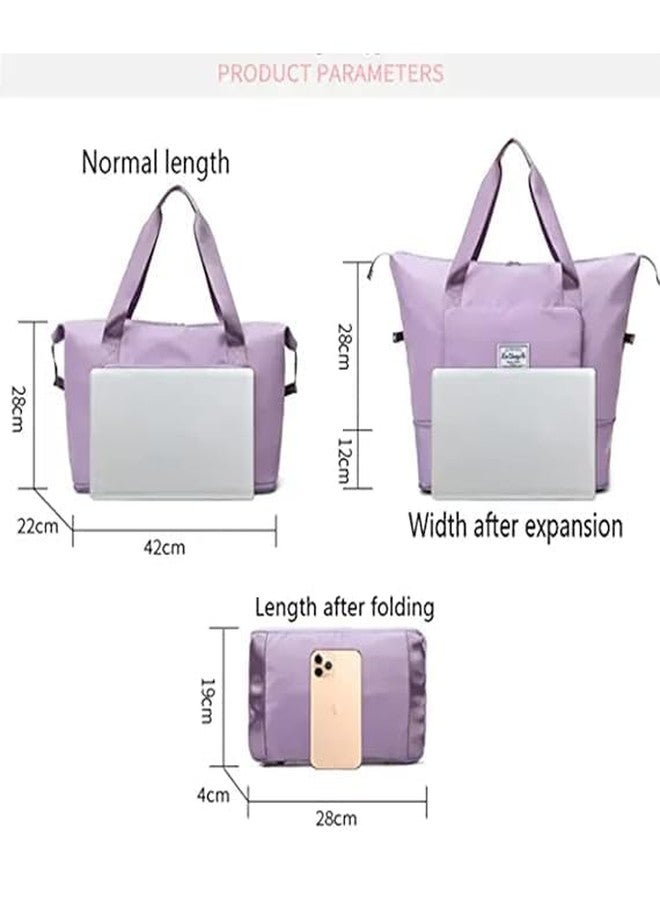 حقيبة سفر TOP SELECT، حقيبة كتف قابلة للتوسيع والطي، حقيبة سفر للنساء والفتيات، مقاومة للماء وخفيفة الوزن، حقيبة أمتعة للسفر (بنفسجي) - Image 4